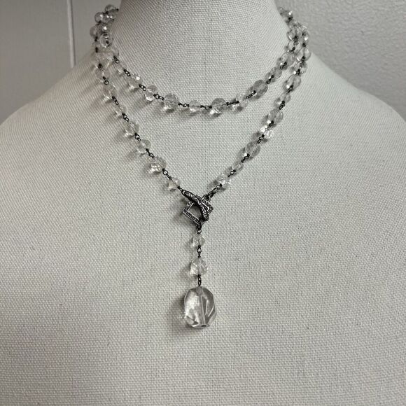 Sterling Silver Silpada Crystal Quartz Toggle Bead Necklace 35" #N1503 - Picture 4 of 4